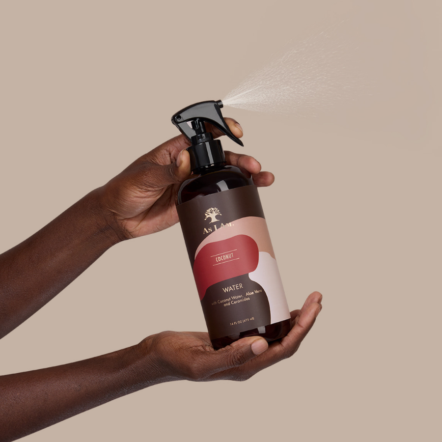 Coconut Water, Curl Clarity Shampoo, and Coconut Leave-In Conditioner